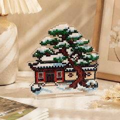 LumiGem Pine & Snow Cottage Diamond Painting Stand - Forever Young®️ DIY - 
