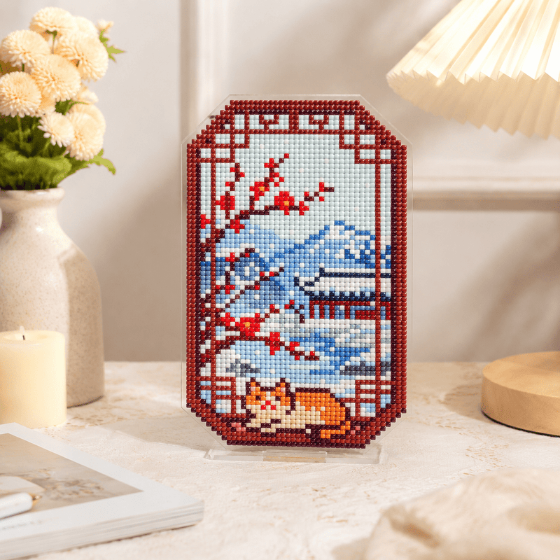LumiGem Snowy Cat Reflection Diamond Painting Stand