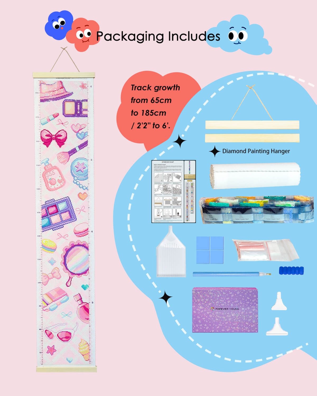 Make up Height Chart 47.2 x 3.9 Inch - Forever Young®️ DIY - 