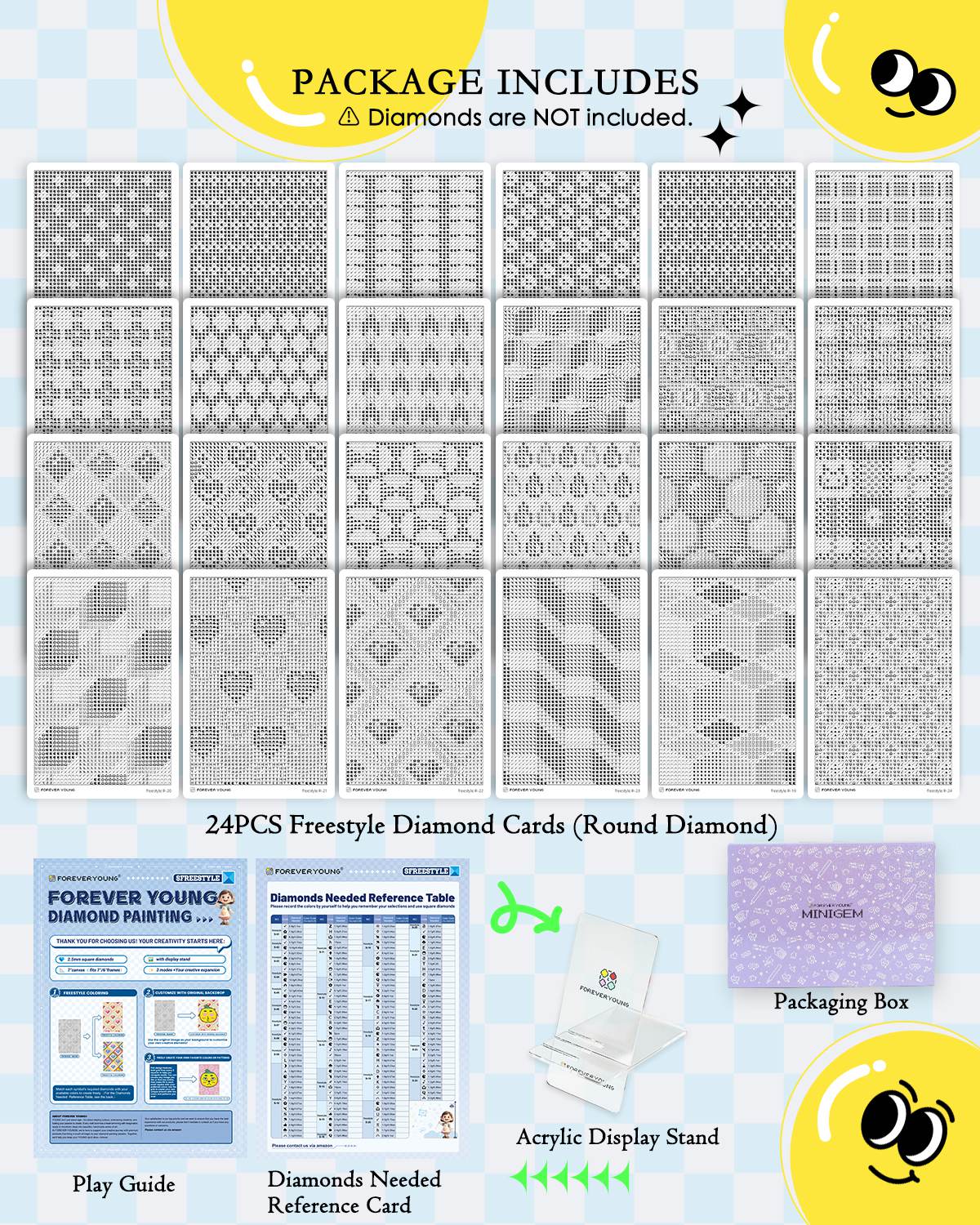 Minigem® : 24 Designs Diamond Freestyle Cards - Forever Young®️ DIY - 