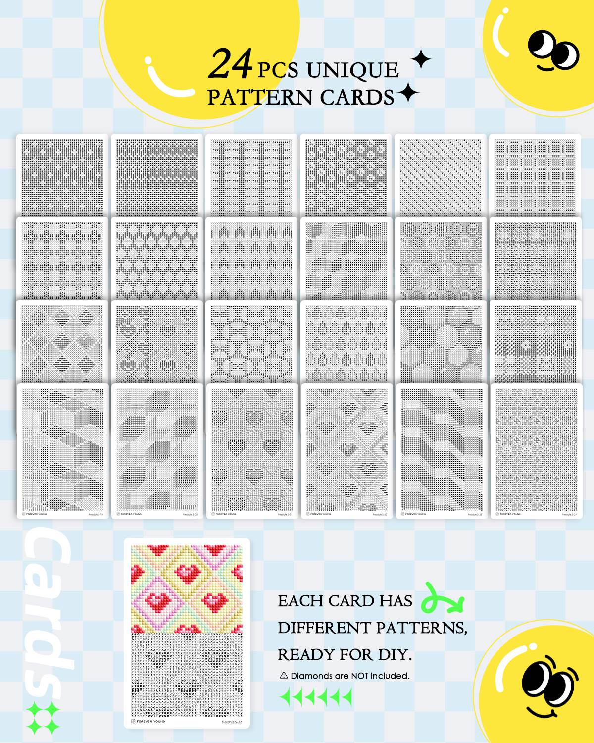 Minigem® : 24 Designs Diamond Freestyle Cards - Forever Young®️ DIY - 