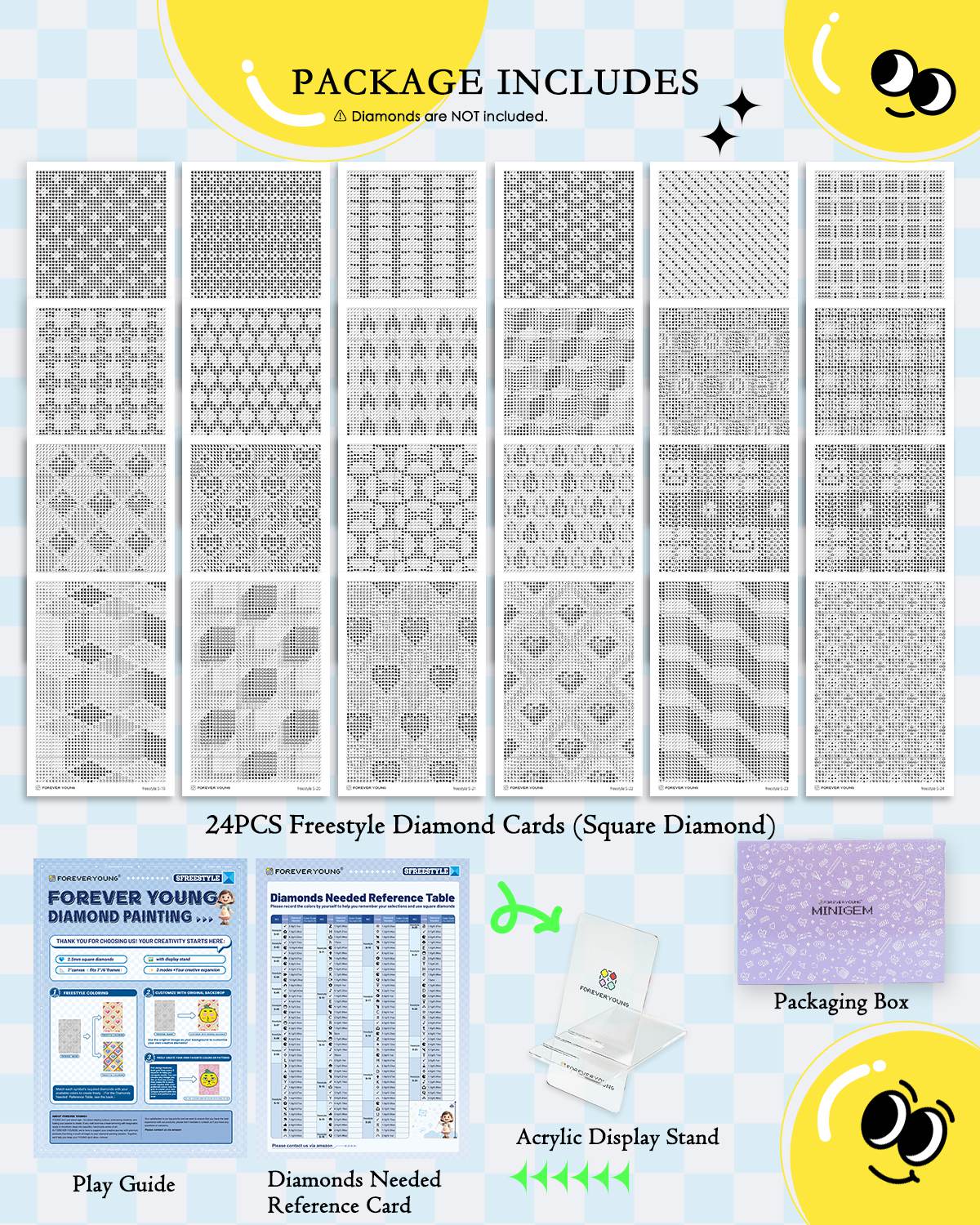 Minigem® : 24 Designs Diamond Freestyle Cards - Forever Young®️ DIY - 