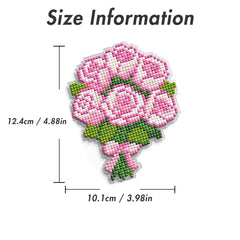 Pink Rose Bouquet Acrylic Diamond Art Display Stand - Forever Young®️ DIY - 