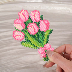 Pink Tulip Bouquet Acrylic Diamond Art Display Stand - Forever Young®️ DIY - 