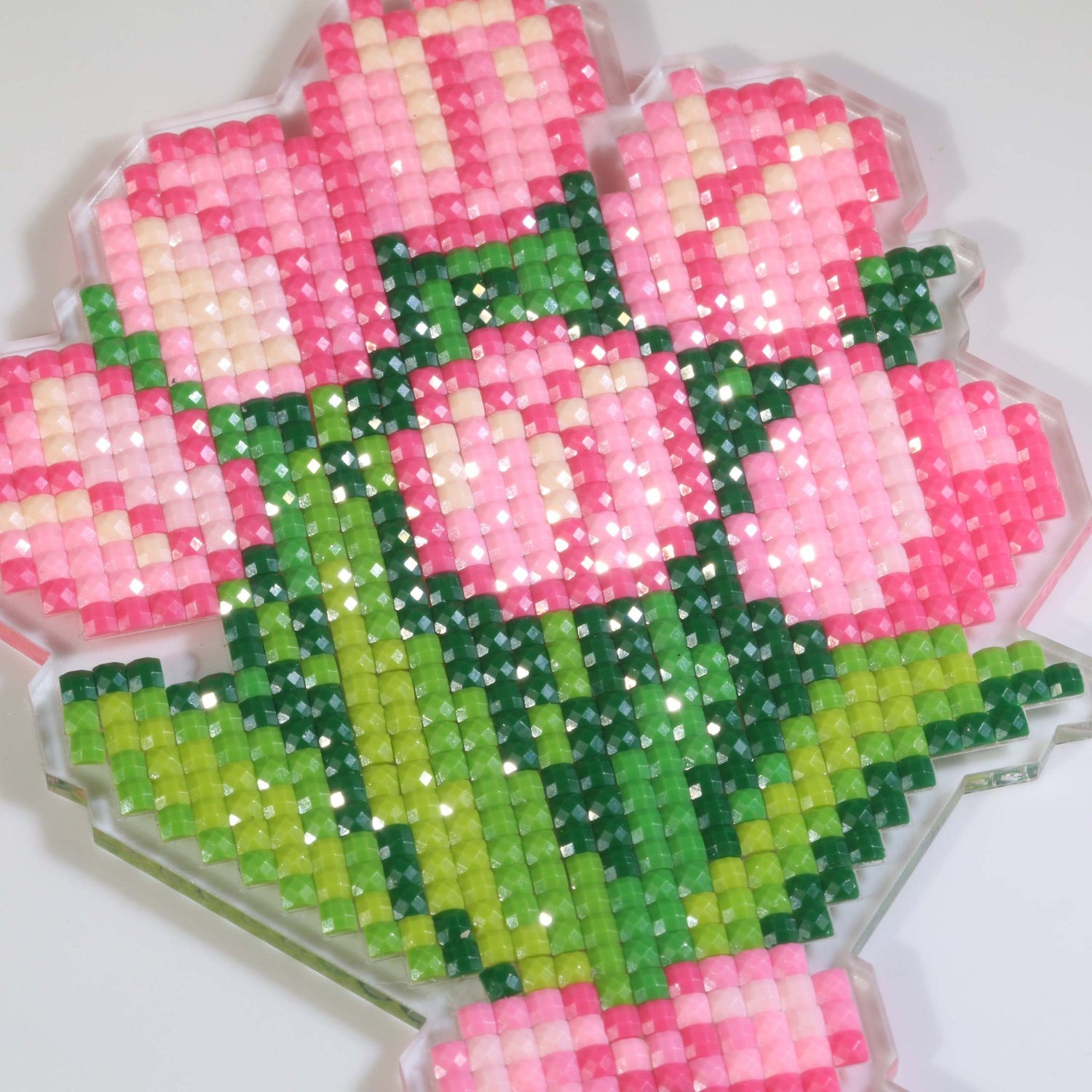 Pink Tulip Bouquet Acrylic Diamond Art Display Stand - Forever Young®️ DIY - 