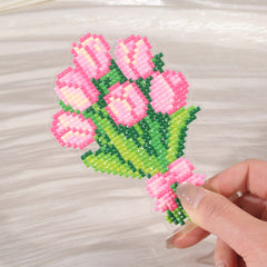 Pink Tulip Bouquet Acrylic Diamond Art Display Stand - Forever Young®️ DIY - 