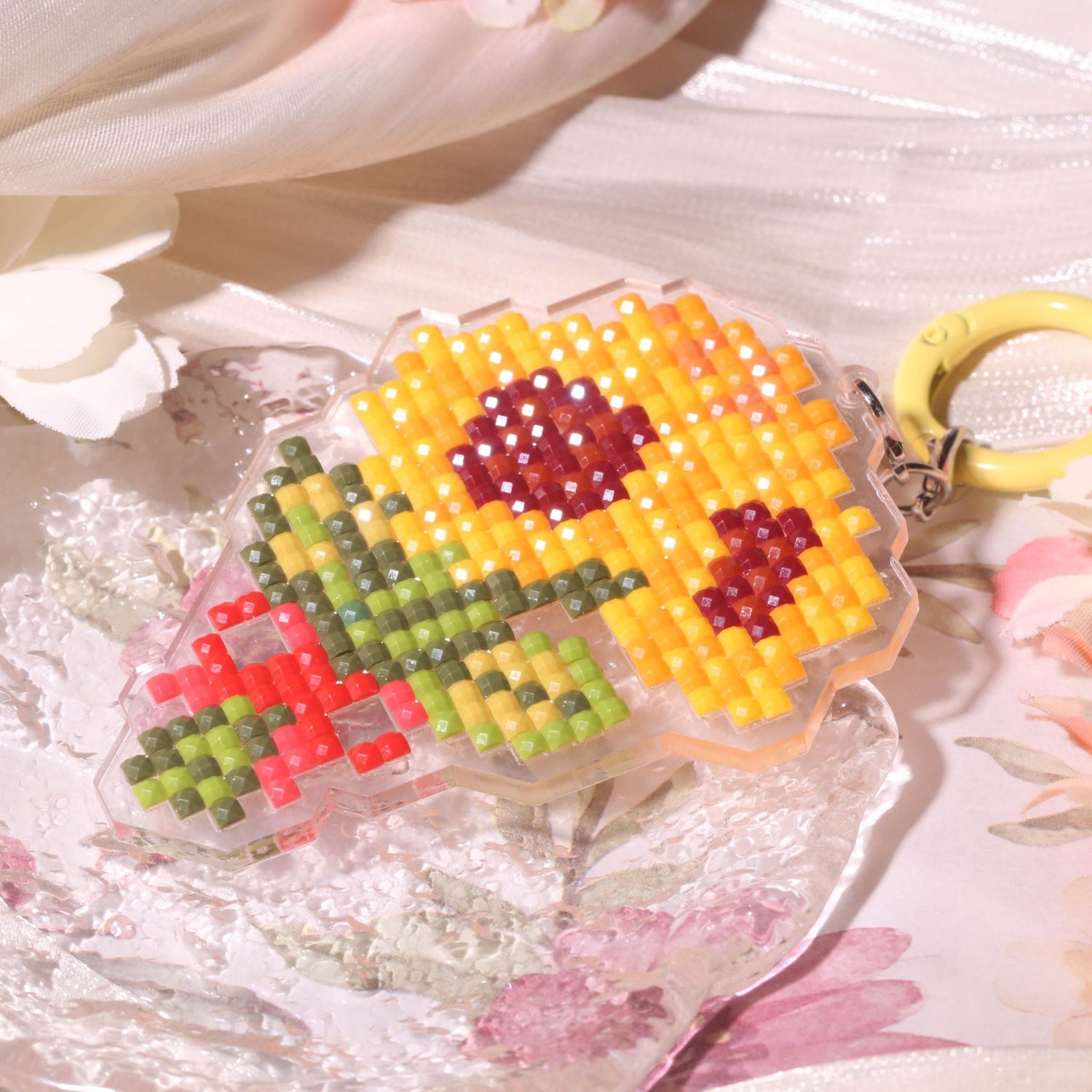 Sunflower Bouquet Acrylic Diamond Painting Keychain - Forever Young®️ DIY - 