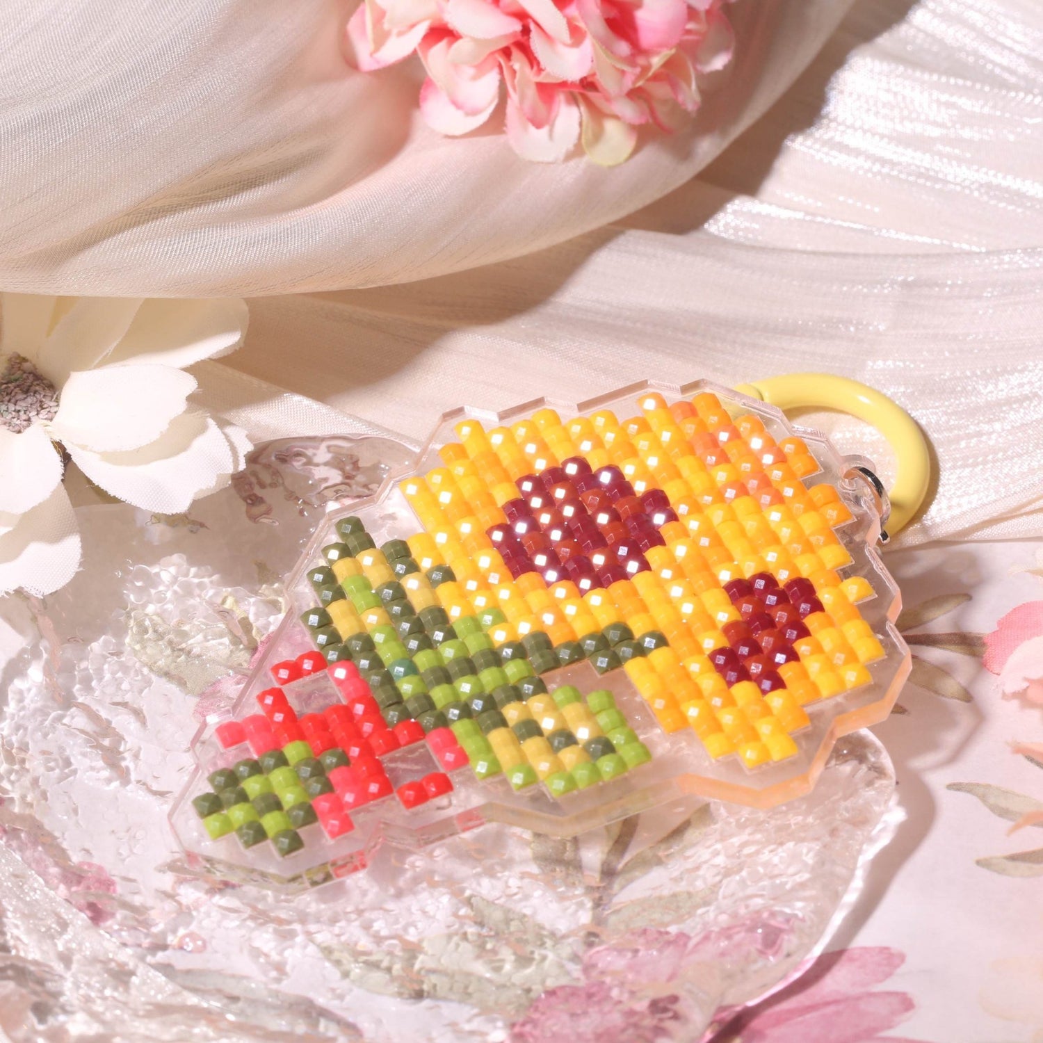 Sunflower Bouquet Acrylic Diamond Painting Keychain - Forever Young®️ DIY - 