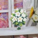 White Rose Bouquet Acrylic Diamond Art Display Stand - Forever Young®️ DIY - 