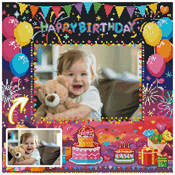 Birthday Custom Diamond Painting from Photo, Happy Birthday DIY Personalized Diamond Art Painting Kits