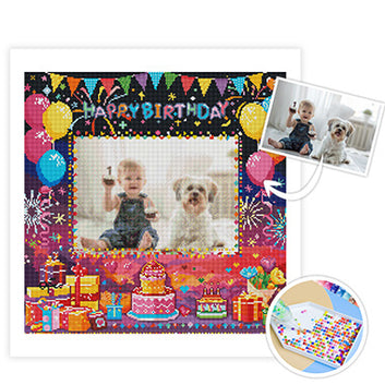 Birthday Custom Diamond Painting from Photo, Happy Birthday DIY Personalized Diamond Art Painting Kits