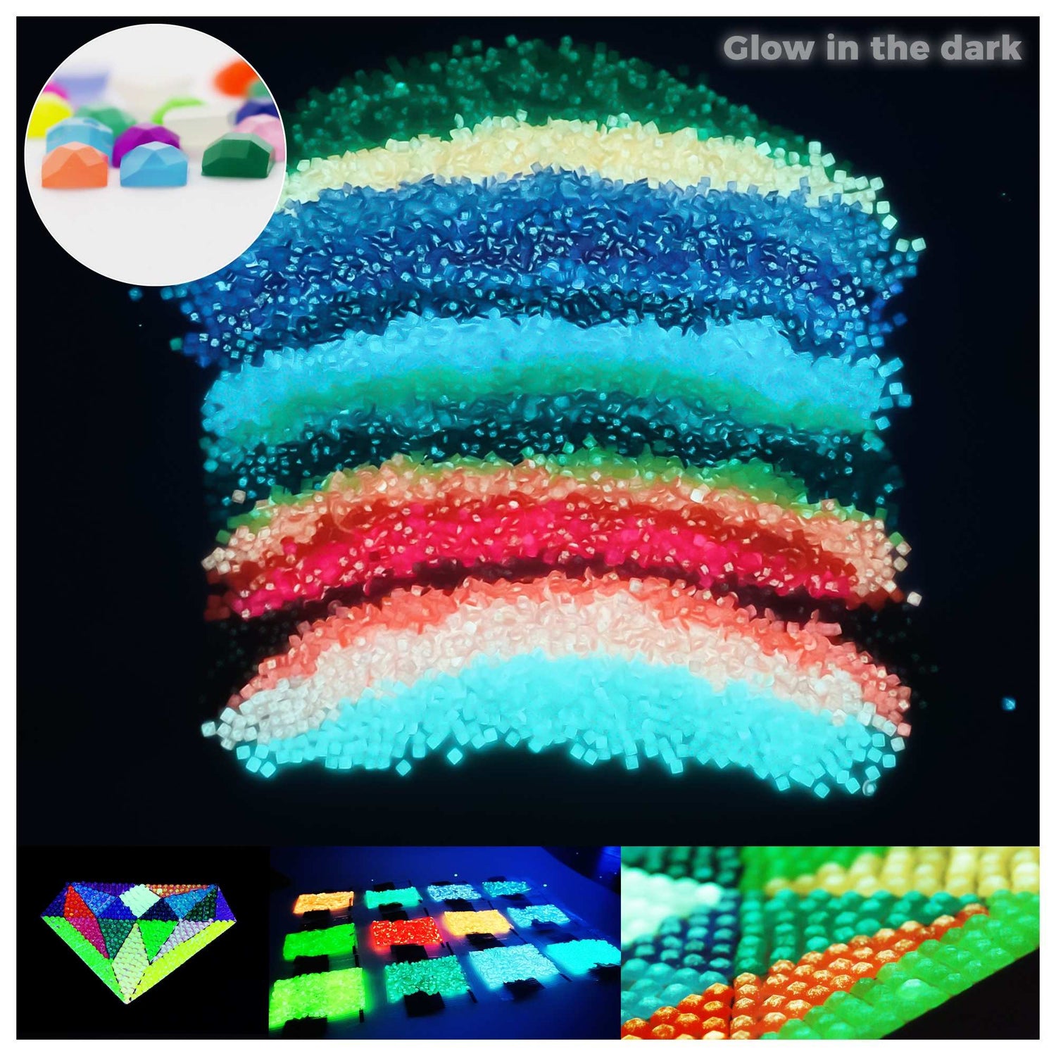 20 Colors Square Glow in the Dark Diamond Painting Beads - Forever Young®️ DIY - 