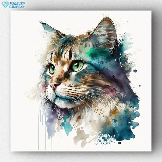 Portrait de chat aquarelle 