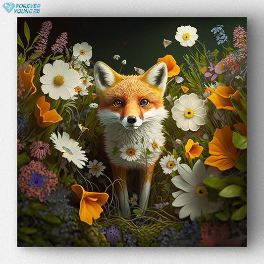 Fox in the flowers